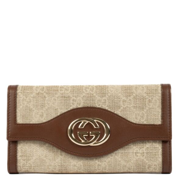 Shop safe online at Labellov in Antwerp, Brussels and Knokke this 100% authentic second hand Gucci Beige/Brown GG Canvas Wallet