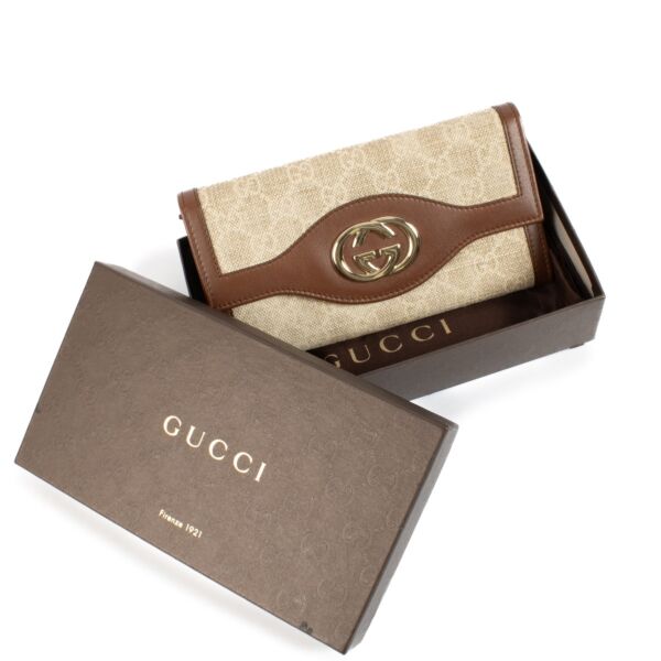 Gucci Beige/Brown GG Canvas Wallet