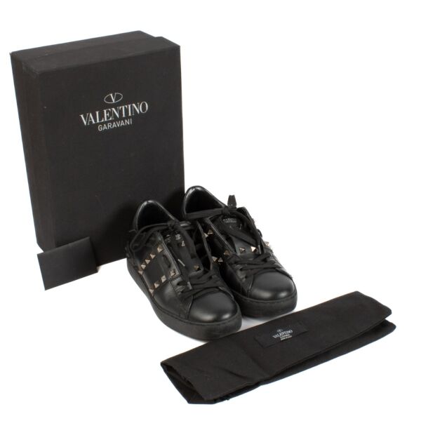 Valentino Garavani Black Leather Untitled Sneakers - Size 37