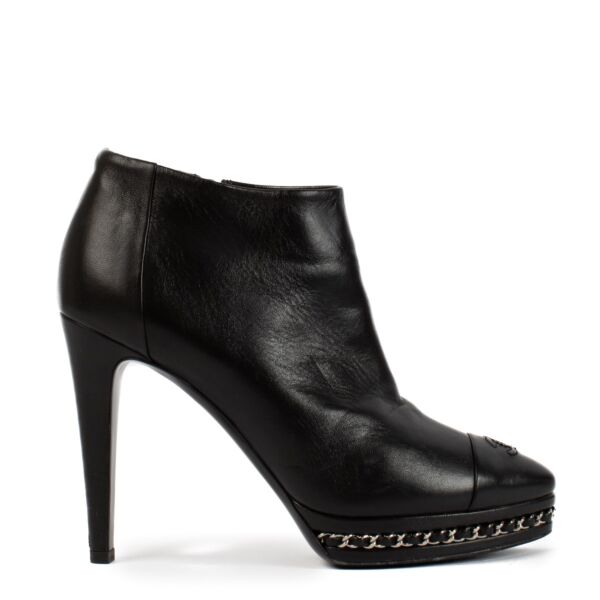 shop 100% authentic second hand Chanel Black Leather Chain Boots - Size 37 on Labellov.com