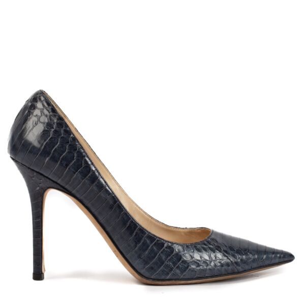 shop 100% authentic second hand Jimmy Choo Blue Python Heels - Size 36 1/2 on Labellov.com