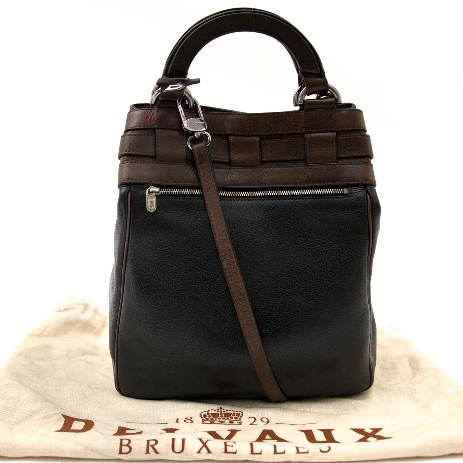 Delvaux Tempête MM Brown Box Calf Handbag ○ Labellov ○ Buy and