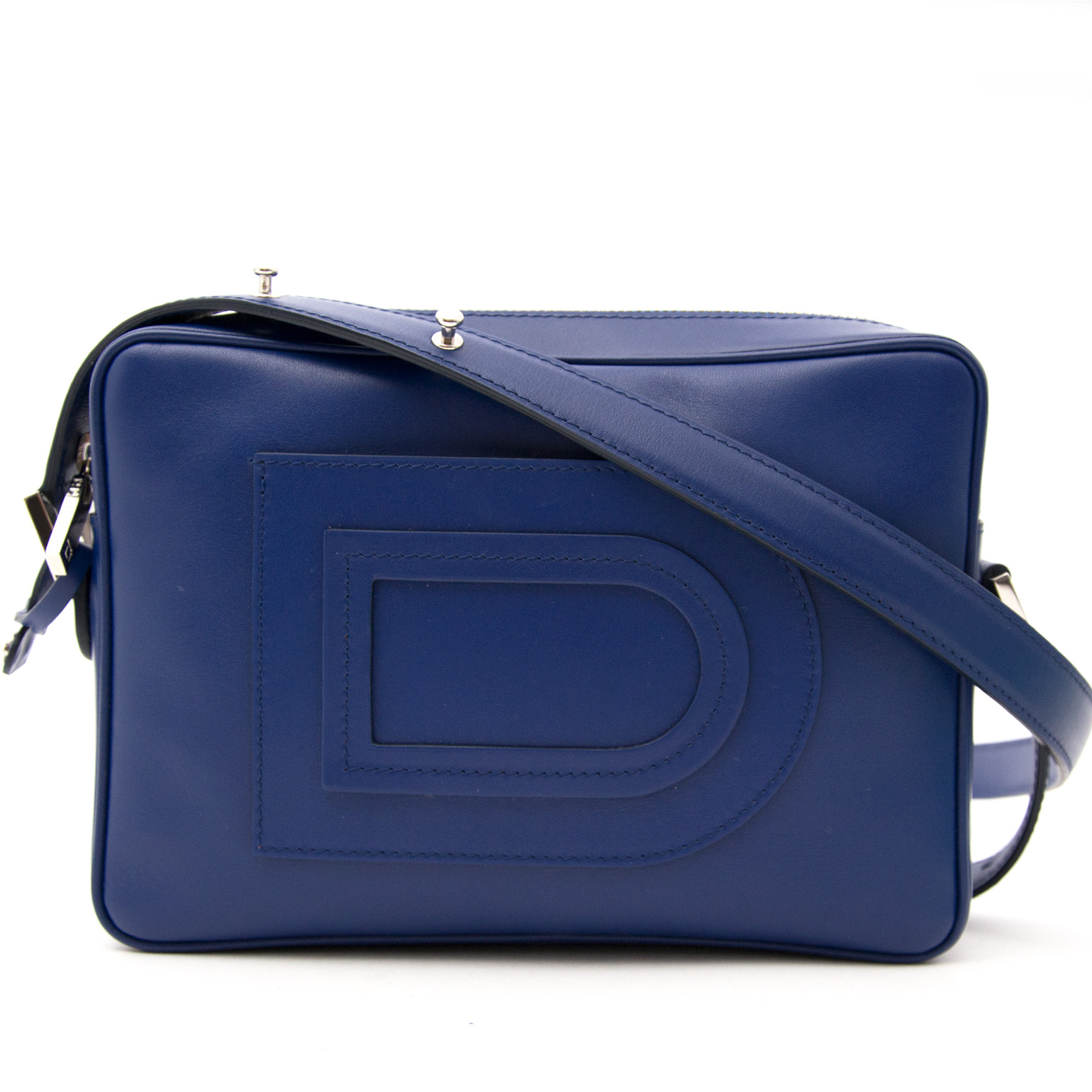 Delvaux - Authenticated Cool Box Handbag - Leather Blue for Women, Very Good Condition