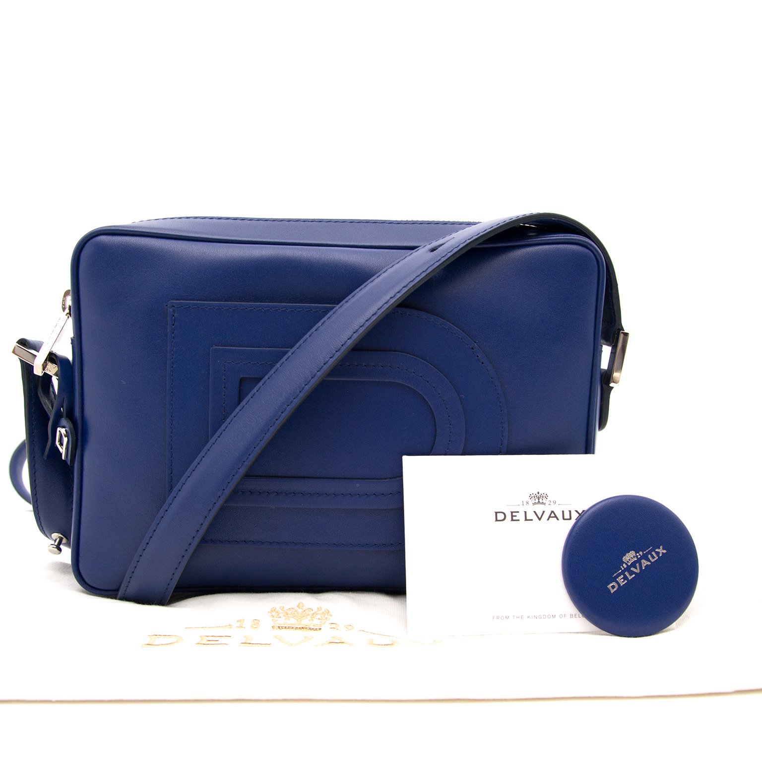 Delvaux - Authenticated Cool Box Handbag - Leather Blue for Women, Very Good Condition