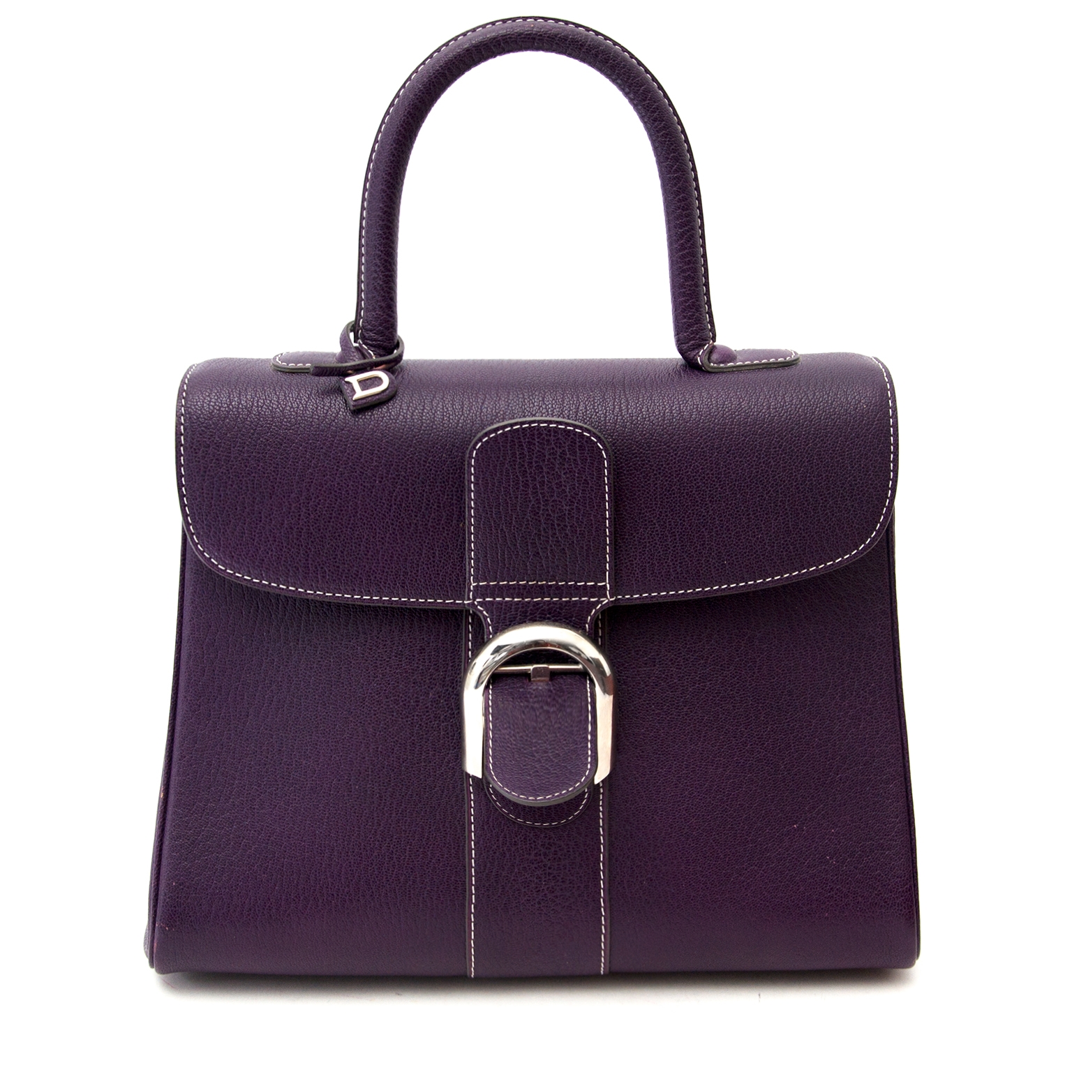 Delvaux Purple Leather Brillant mm Top Handle Bag