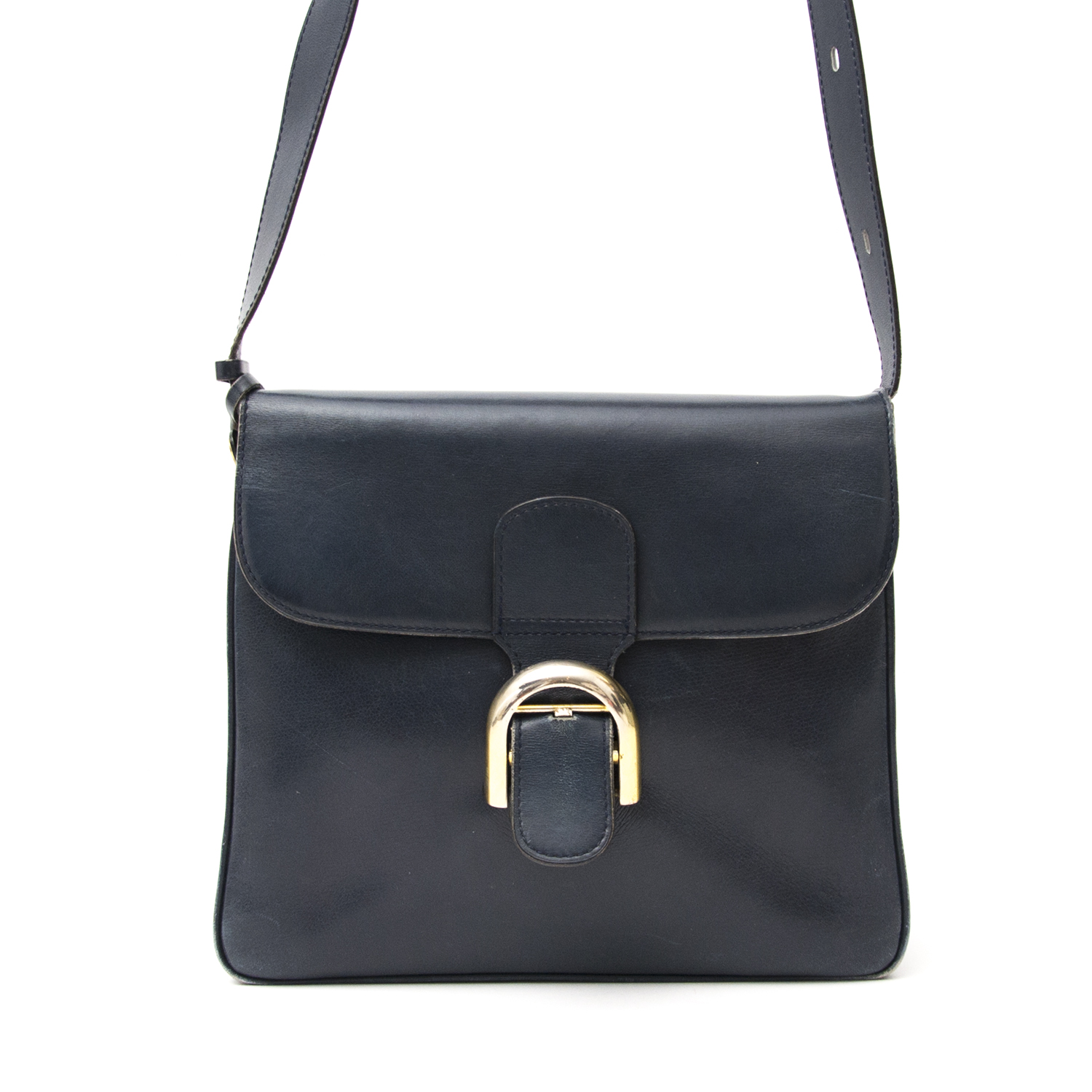 Delvaux 'Brillant' Vintage Shoulderbag in Dark Blue Calfsleather - Delvaux