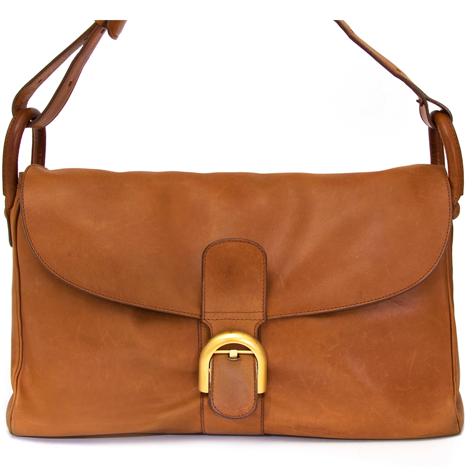 Delvaux Cognac Givry Shoulder Bag ○ Labellov ○ Buy and Sell