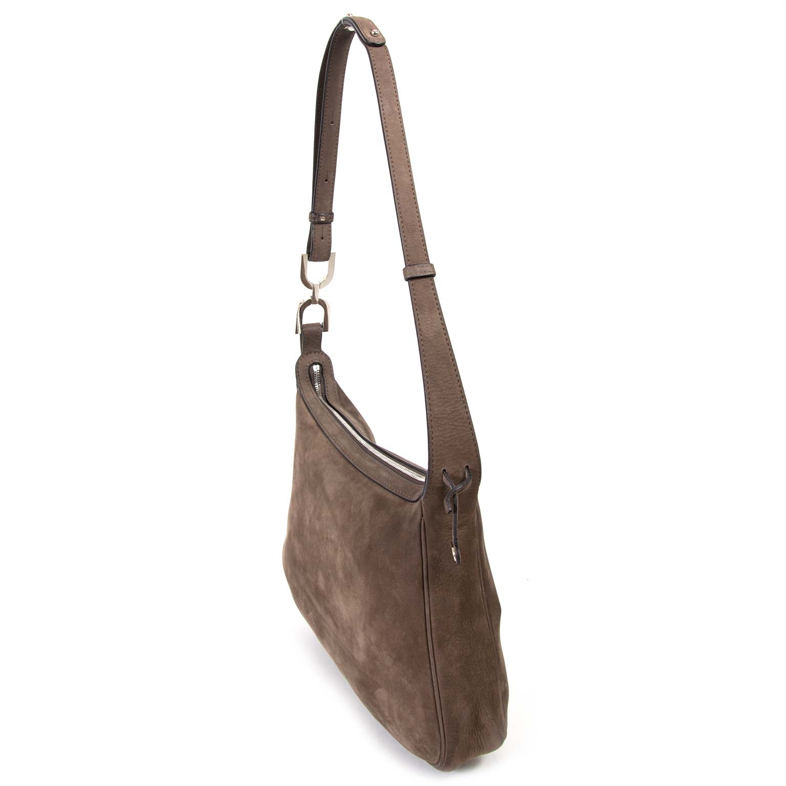 Delvaux Madame Taupe Polo/Nubuck Cheyenne/Vernis Shoulder Bag ○ Labellov ○  Buy and Sell Authentic Luxury