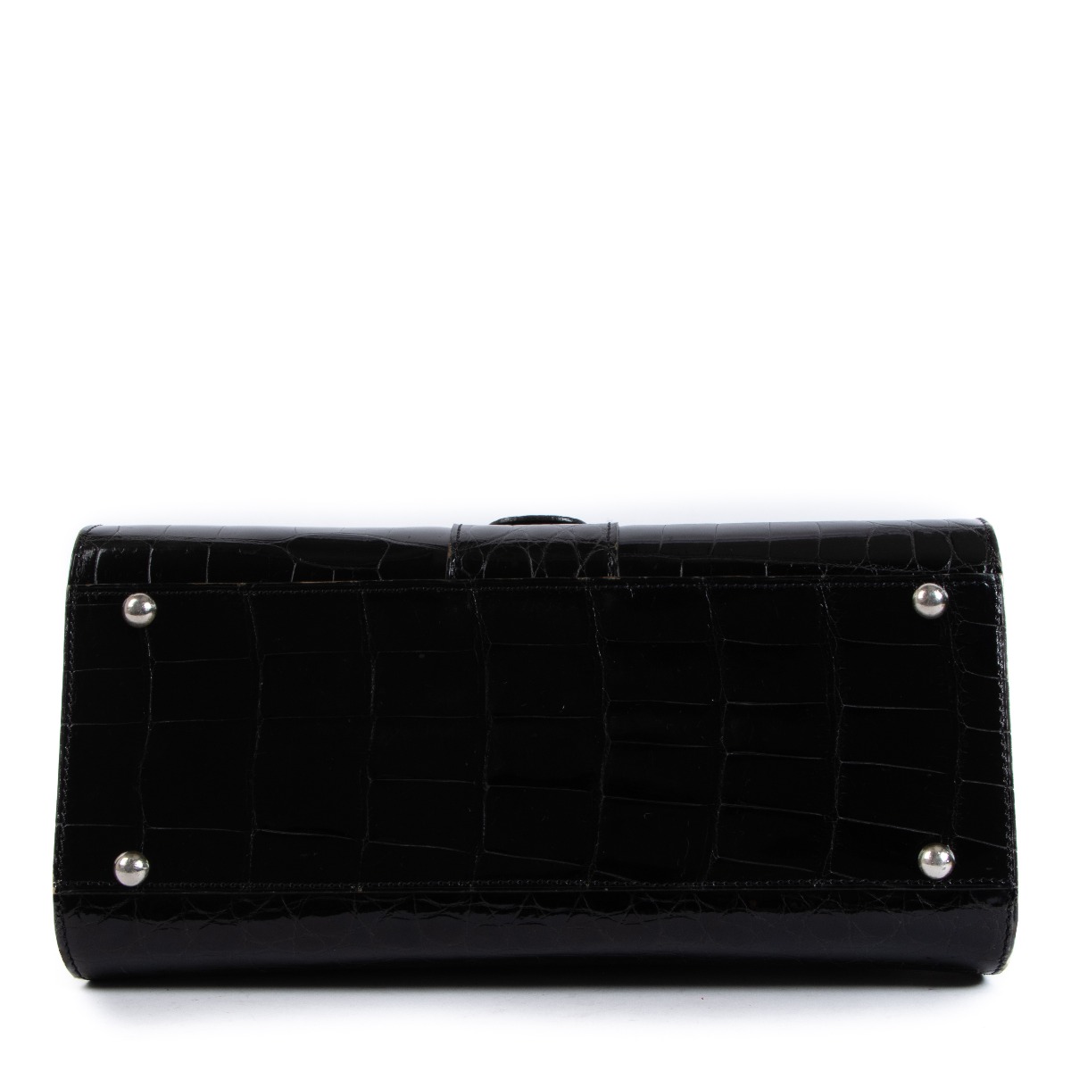 Delvaux Brillant MM Black Shiny Crocodile Vintage ○ Labellov