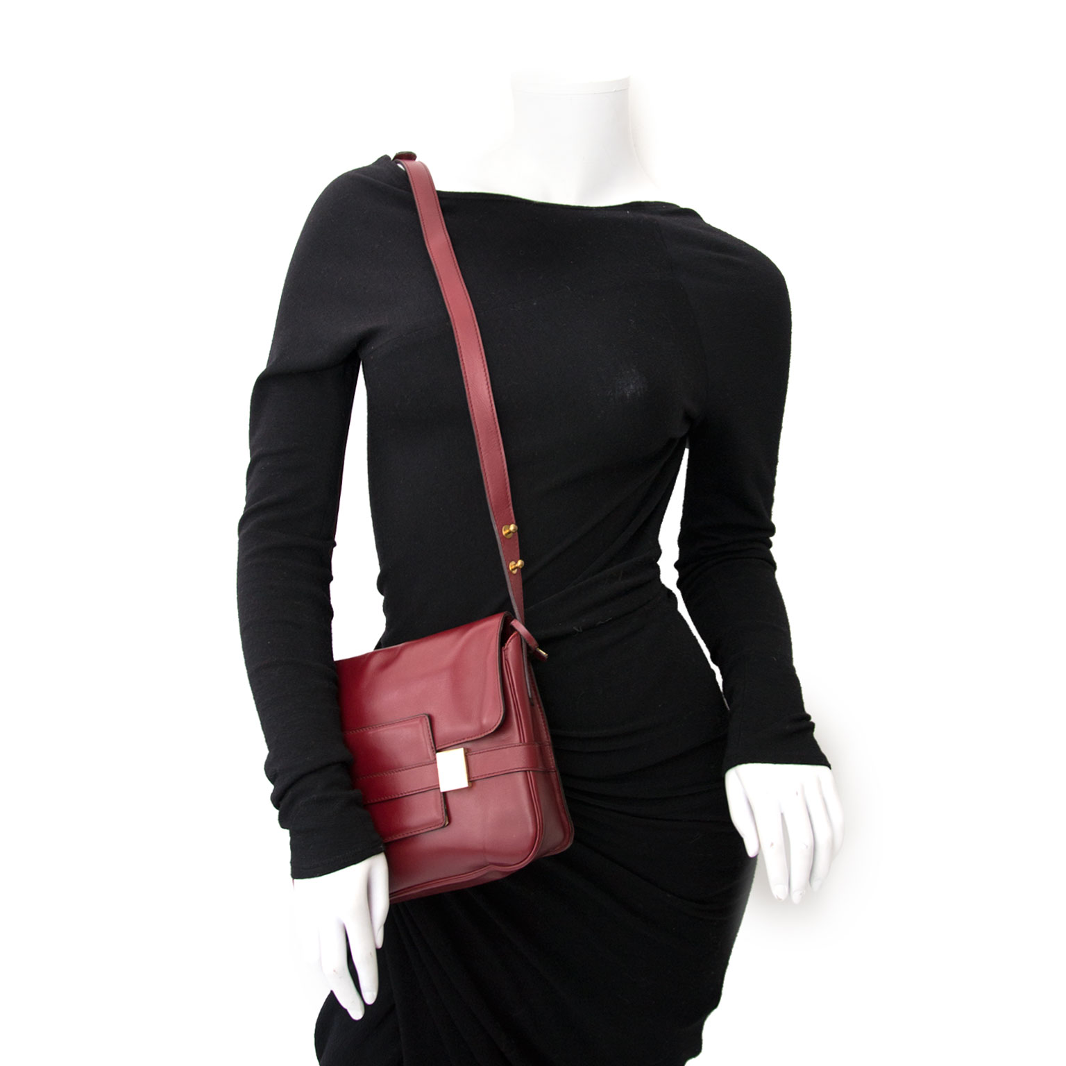 Delvaux Black/Red Leather Madame PM Shoulder Bag Delvaux