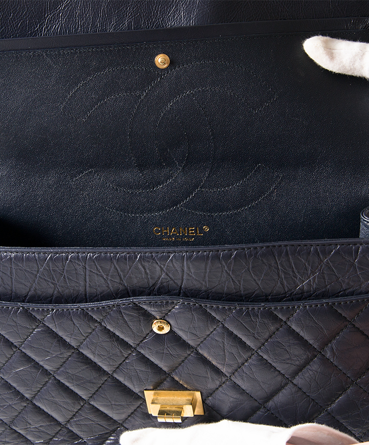 Chanel Aged Calfskin Quilted 2.55 Reissue 225 Flap Navy Gold Hardware –  Coco Approved Studio