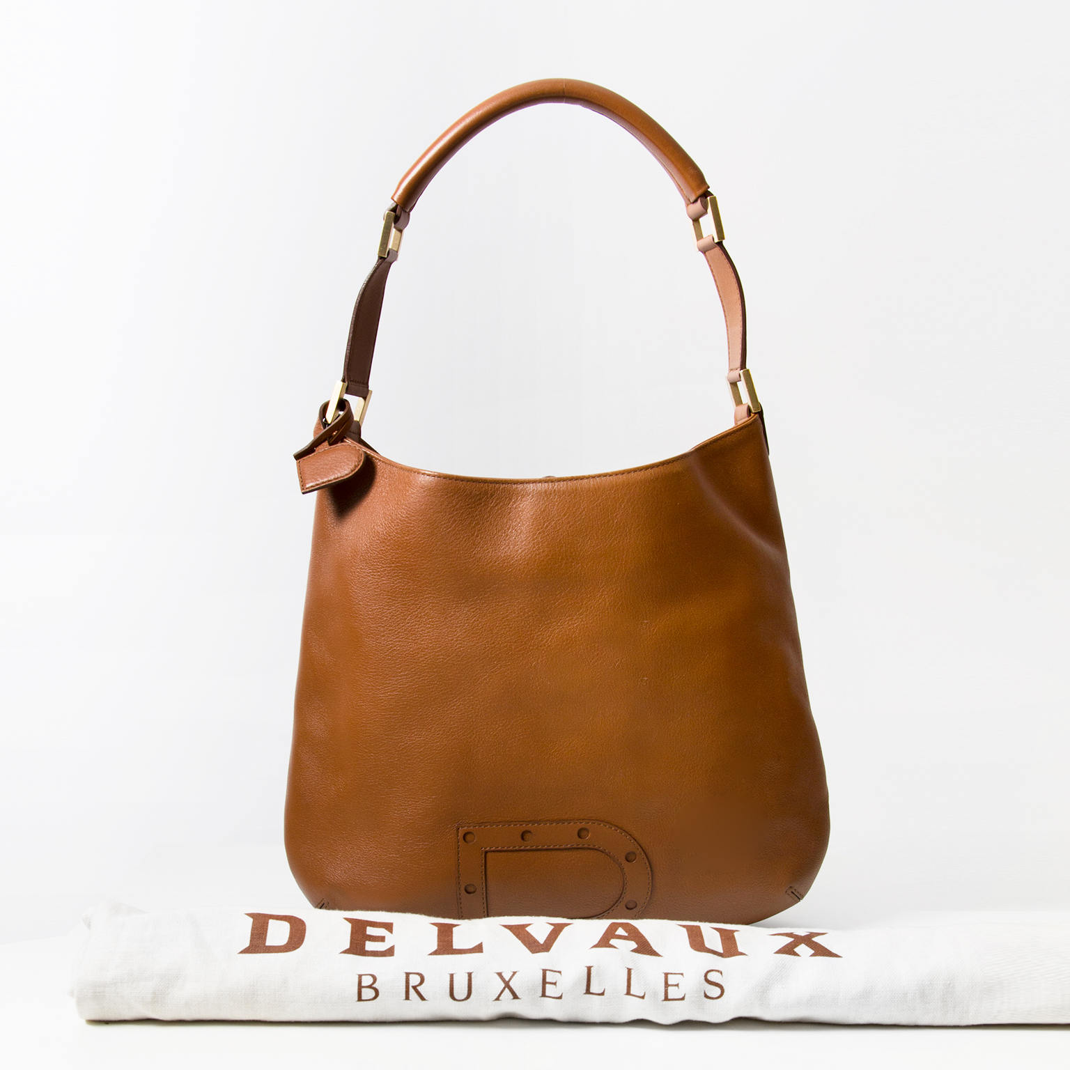 delvaux #65 Shoulder Bag Leather Canvas Brown