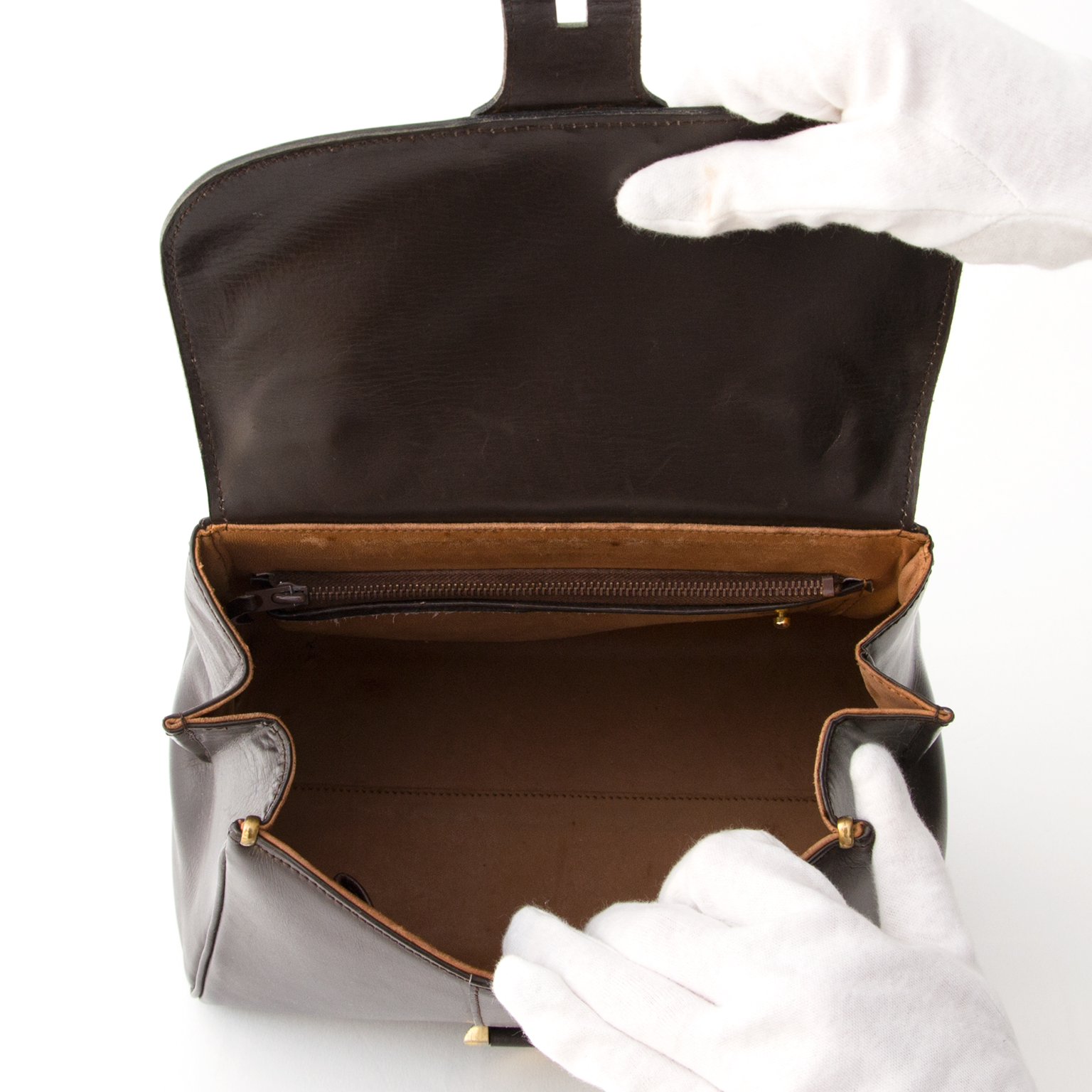 Delvaux Tempête Pm Leather Bag in Brown