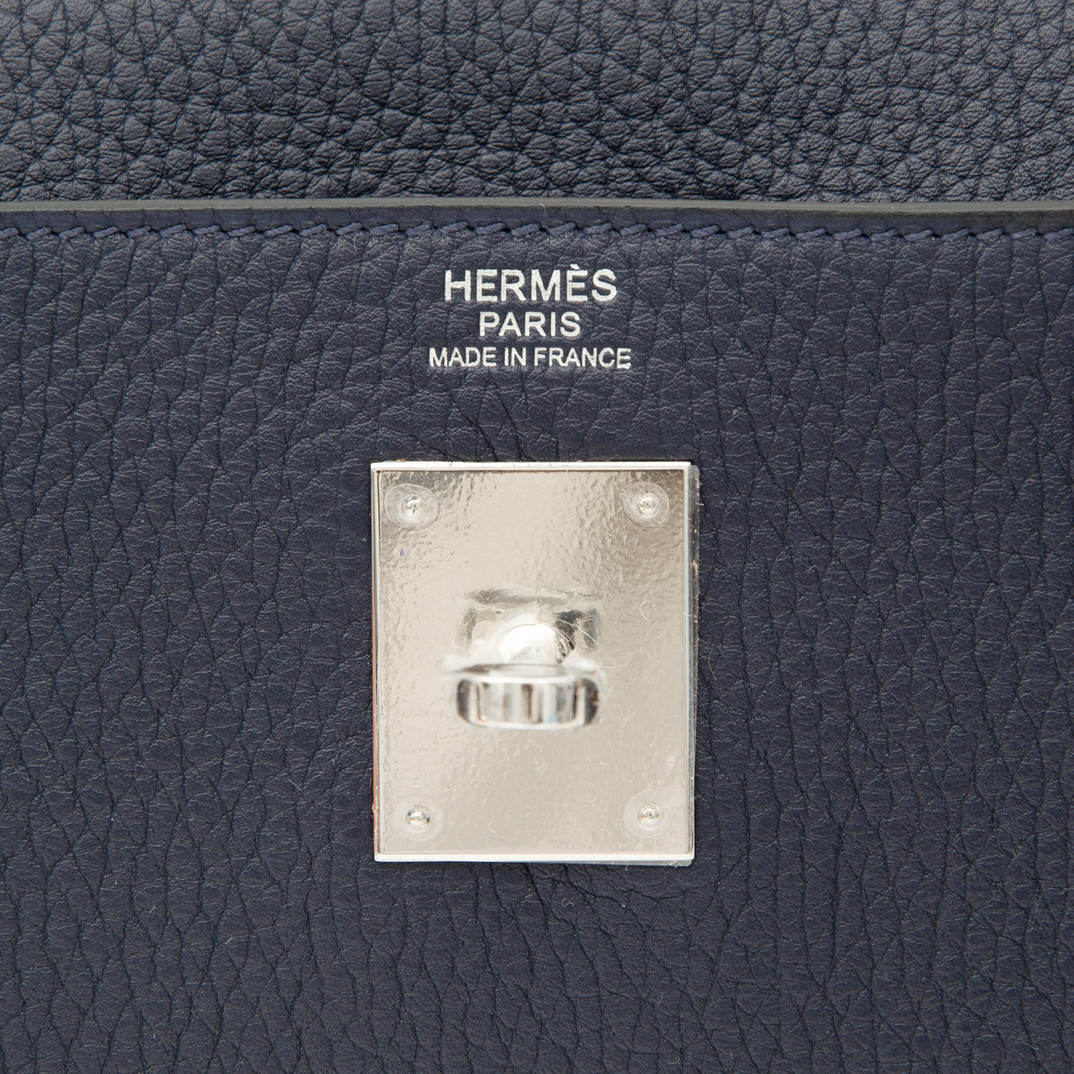 Hermès Kelly Depeche 34 HSS Clemence Gris Mouette / Blue Nuit