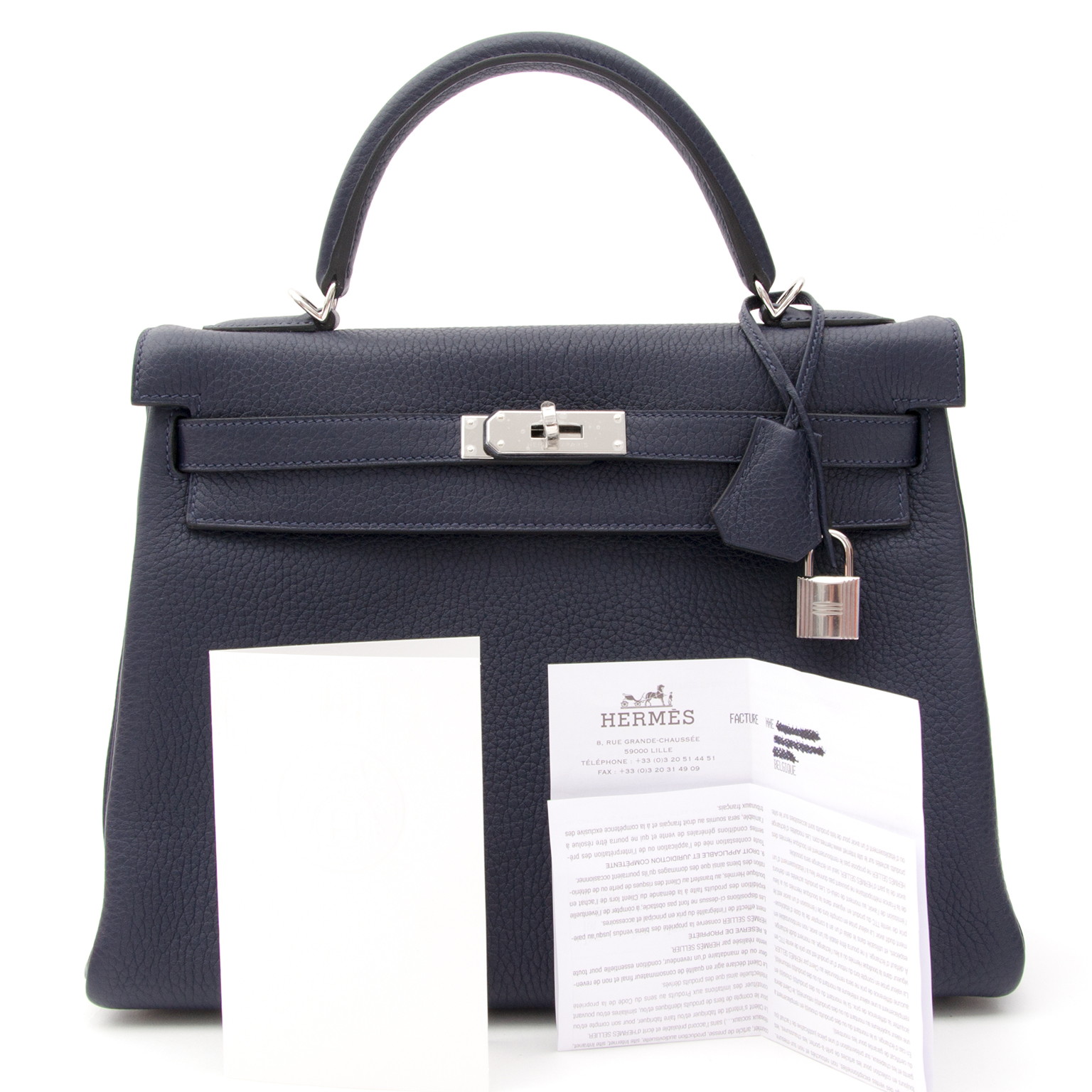 Hermès Kelly Ado Bleu Nuit Clemence Silver Hardware - AG Concierge Fzco