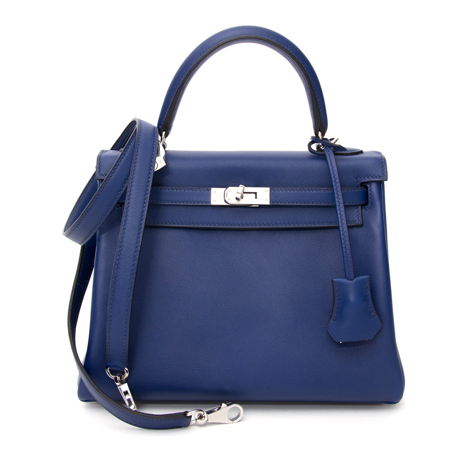 Hermes Kelly 25 Blue Zephyr / CKU2 Swift Shoulder Bags Phw – Italy