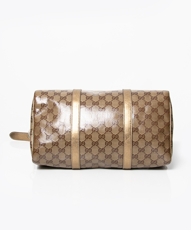 Gucci Metallic Gold GG Crystal Medium Joy Boston Bag ○ Labellov