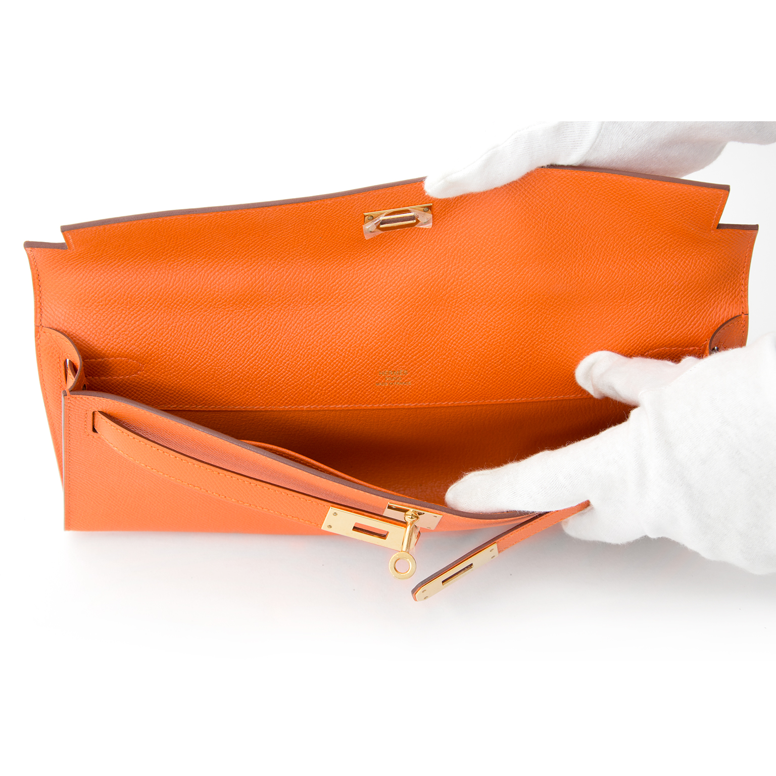 3D model Hermes Kelly Cut Clutch Orange Leather VR / AR / low-poly