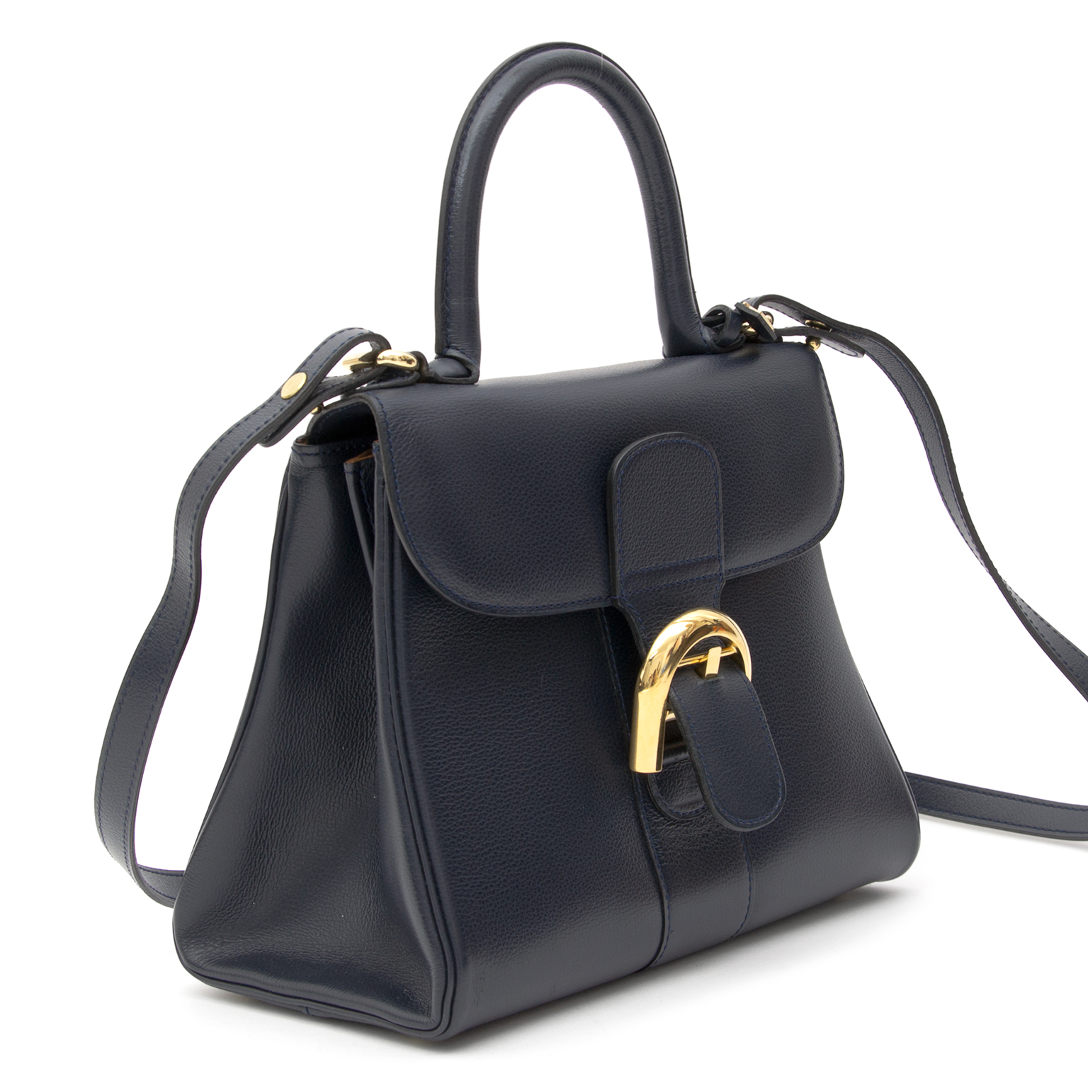 Brillant leather handbag Delvaux Navy in Leather - 34336886