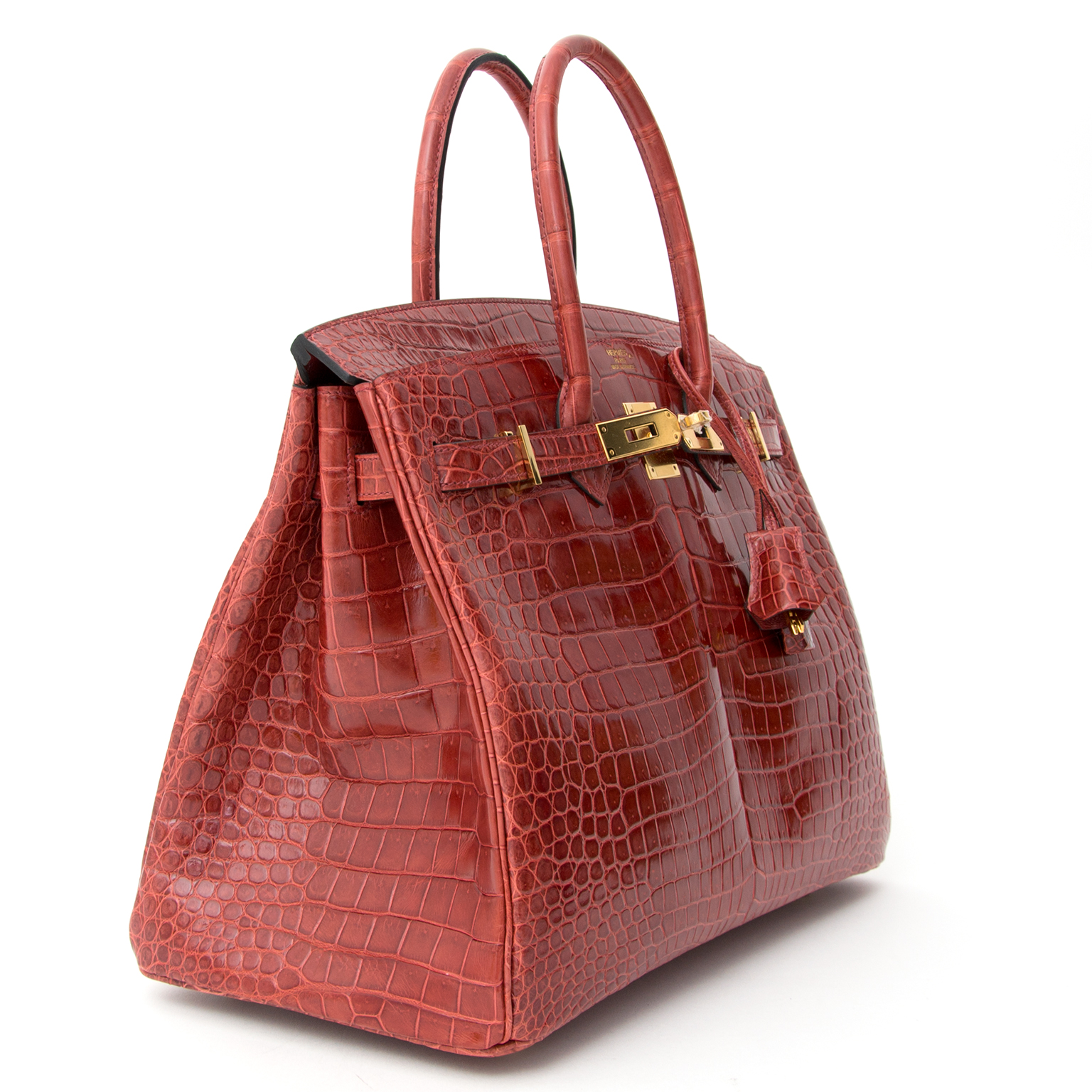 Hermès Birkin 35 Bougainvillier Shiny Crocodile Porosus GHW ○ Labellov ○  Buy and Sell Authentic Luxury