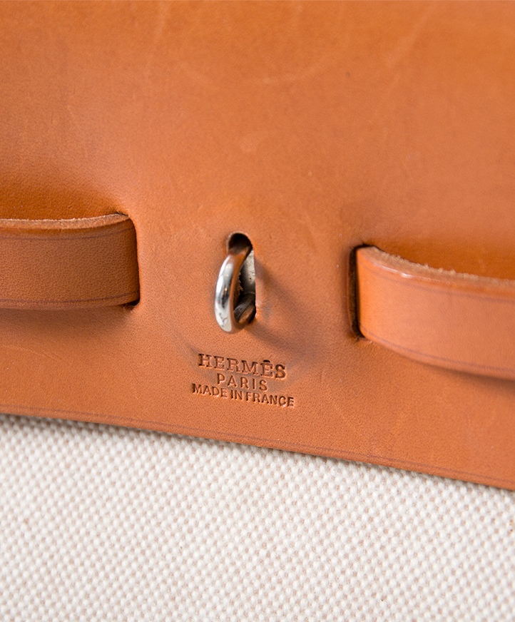 HERMES HERBAG MM 2 in 1 2way Hand Bag □B Brown Beige Toile H Leather 73159