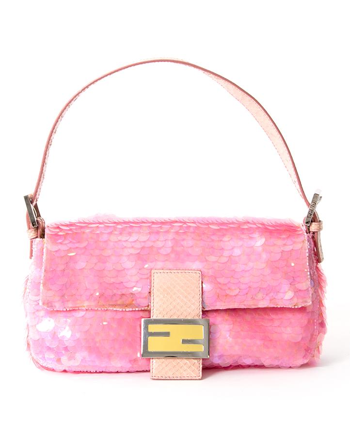 Fendi Pink Sequin Python Baguette ○ Labellov ○ Buy and Sell Authentic Luxury