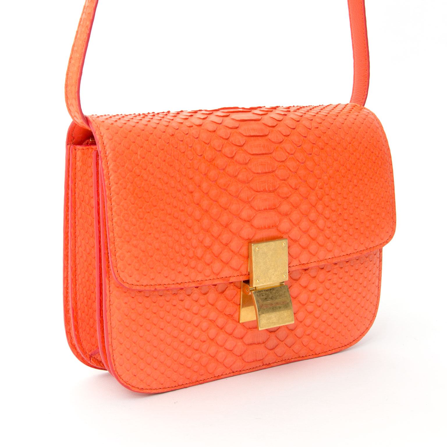 Celine Orange Python Box Bag Labellov Buy and Sell Authentic