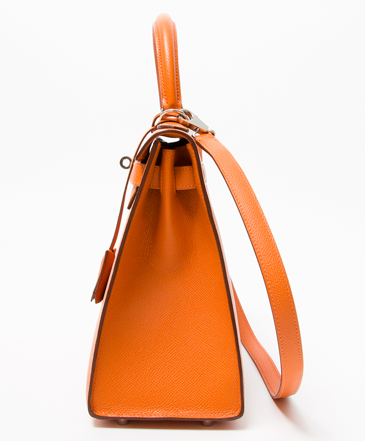 Hermès Kelly 40 Two-tone Saddle Fire / Pewter Orange Leather ref