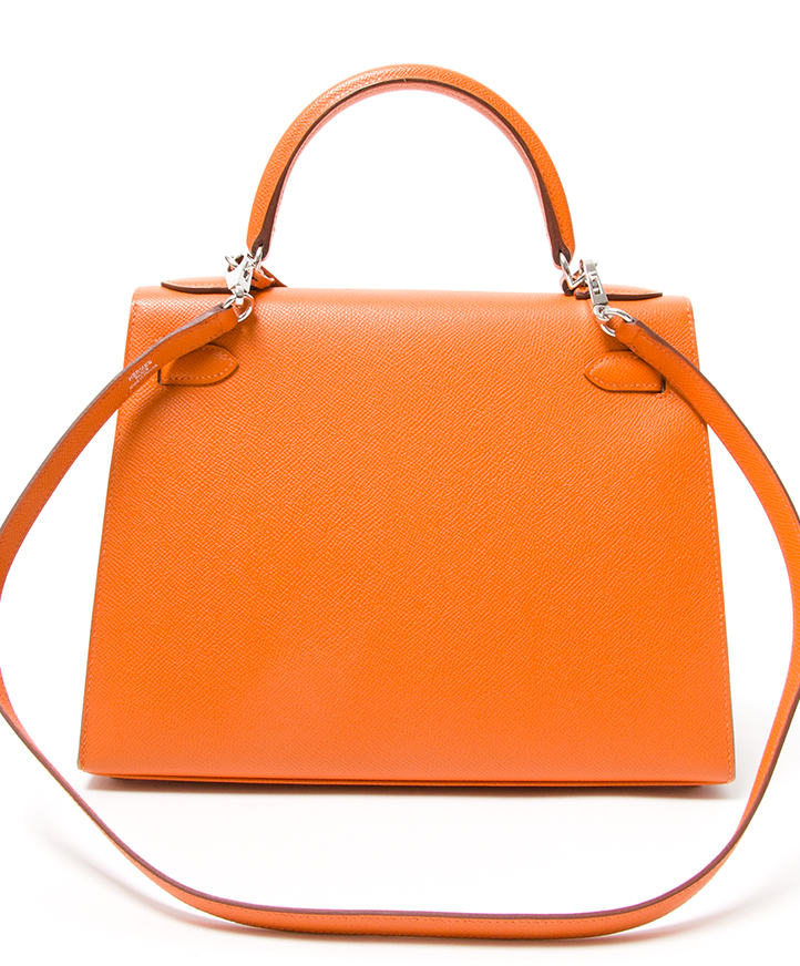 Hermès Kelly 40 Two-tone Saddle Fire / Pewter Orange Leather ref