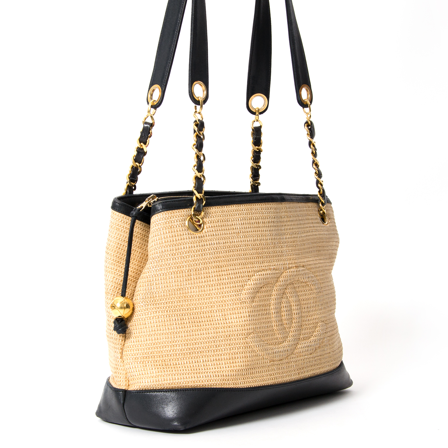 Chanel Woven Raffia Chain Shoulder Bag at 1stDibs