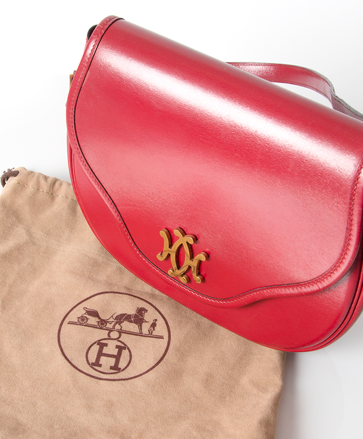 Hermes Liddy Shoulder Bag Box Calf Rouge Ash Bordeaux Gold Hardware 2way Clutch 〇G Engraved Vintage