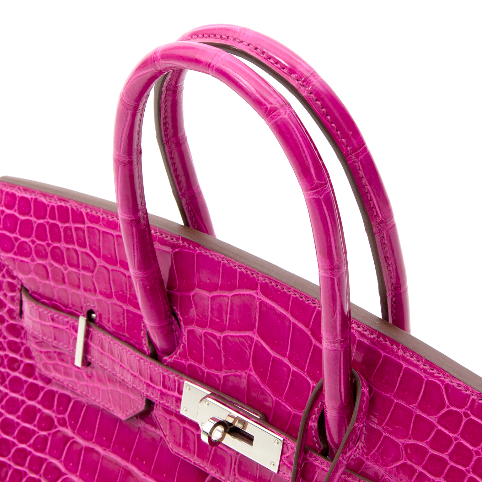 Hermes Rose Scheherazade Hot Pink GHW Crocodile Birkin 30 Handbag