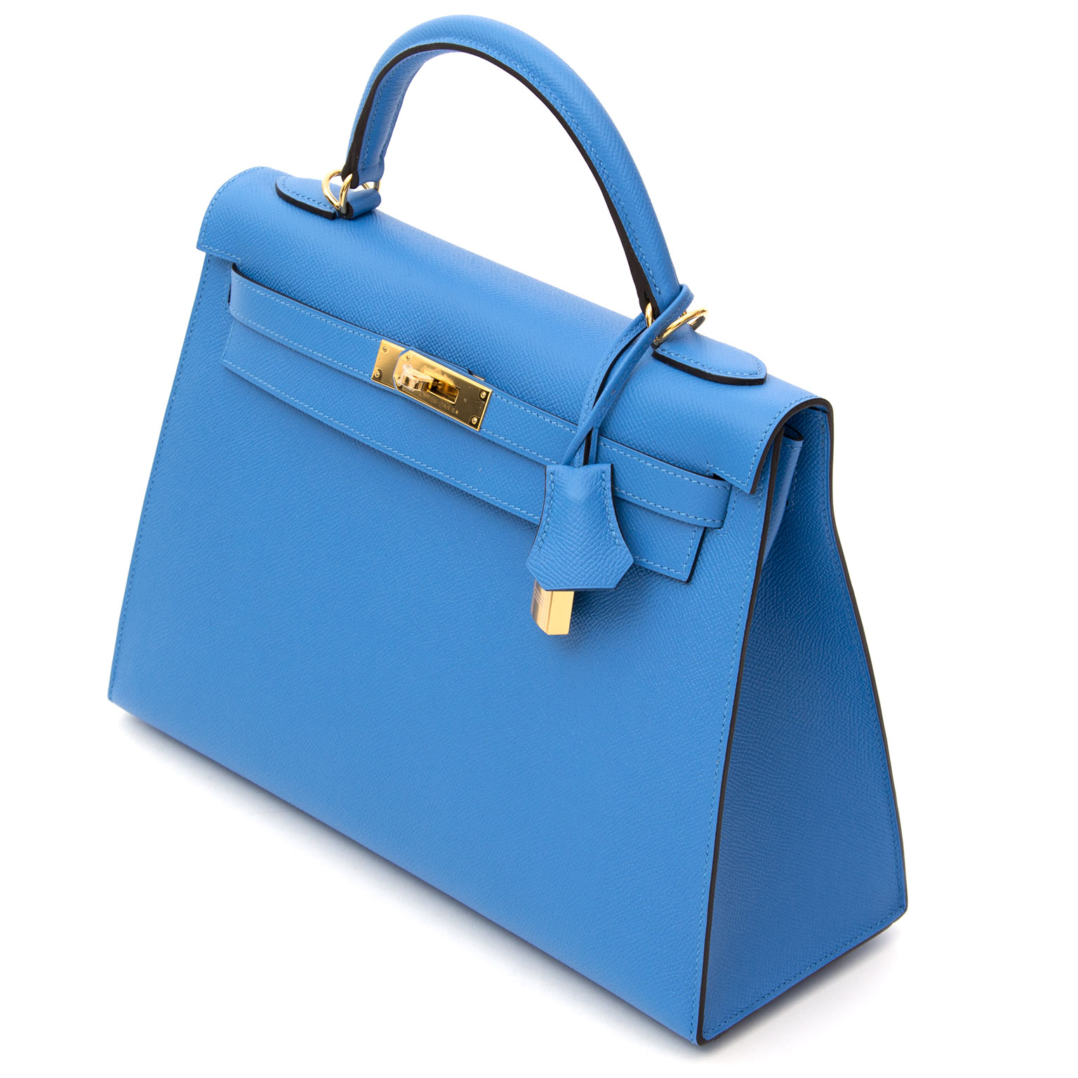 Hermes Kelly Handbag Bleu Paradis Epsom With Gold Hardware 32 at 1stDibs