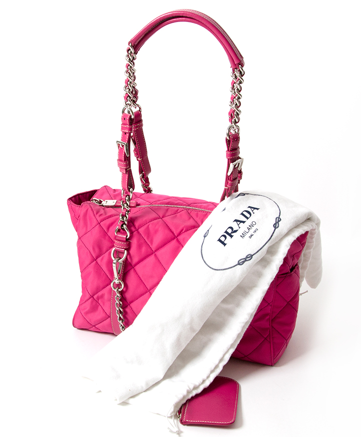 Prada Vintage - Gathered Nylon Chain Shoulder Bag - Pink - Leather Handbag  - Luxury High Quality - Avvenice