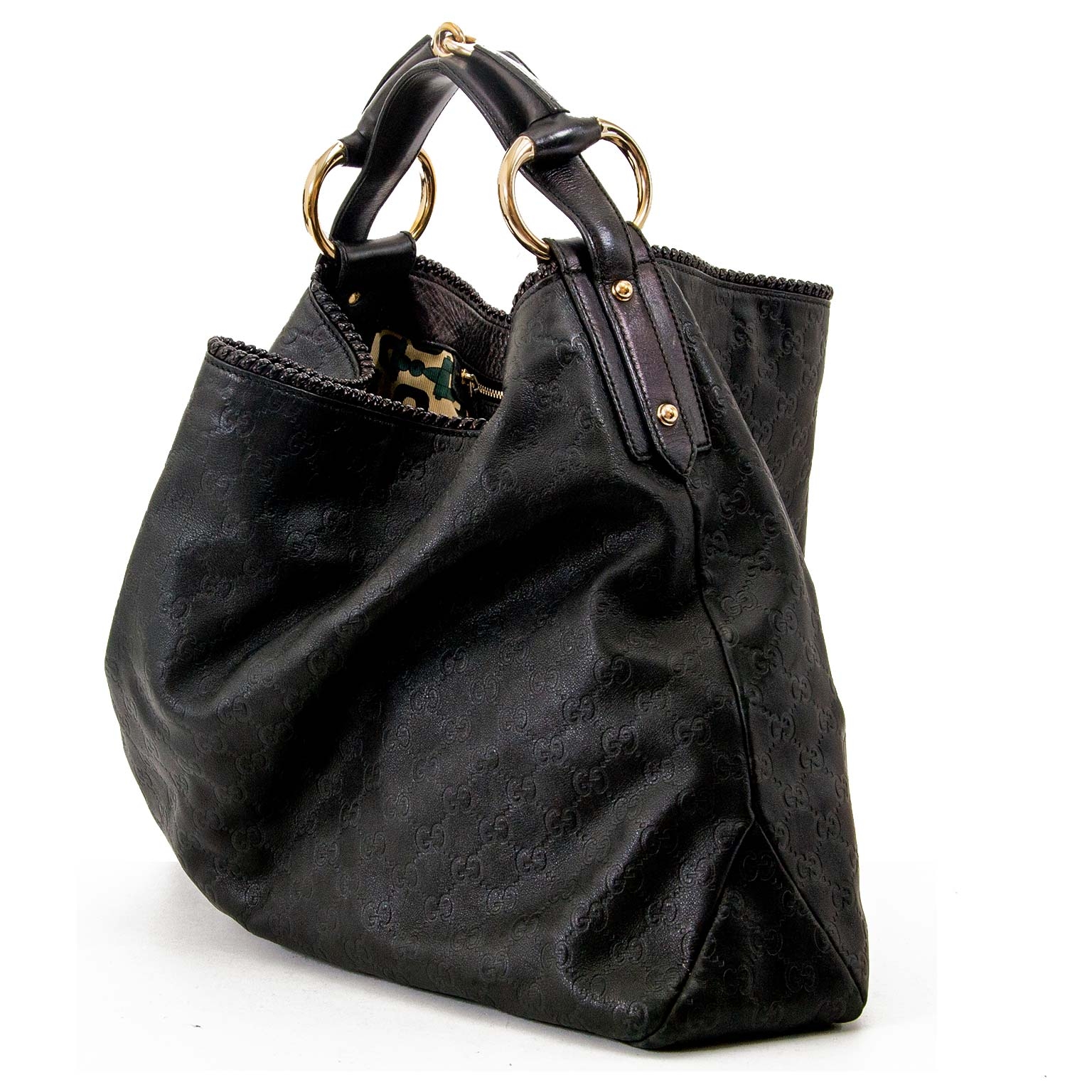 Gucci Black Monogram Canvas & Leather Corner Hobo Bag Cloth ref.656184 -  Joli Closet