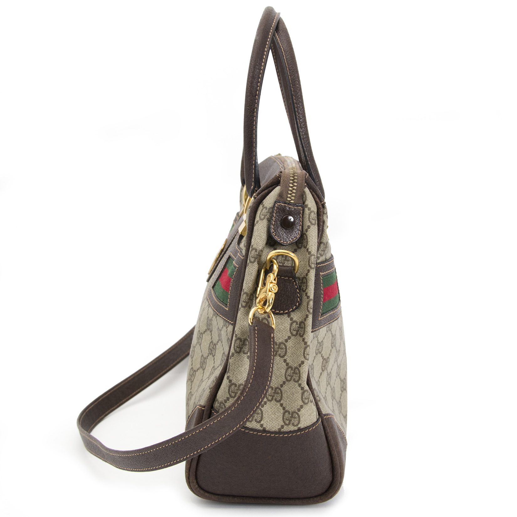 Gucci Brown Canvas Monogram Hobo Bag ○ Labellov ○ Buy and Sell