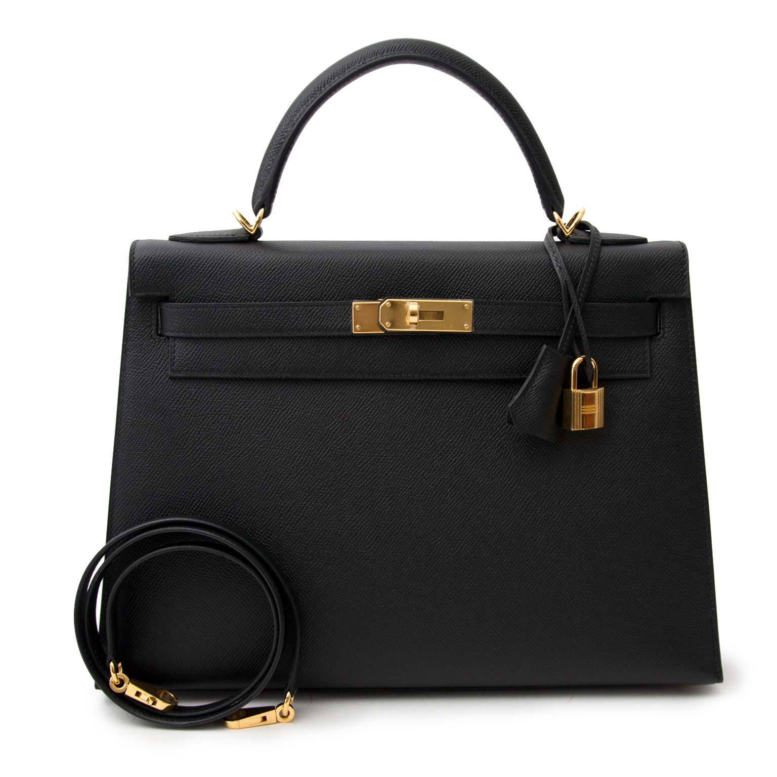 Hermès Kelly 32 Epsom Black GHW ○ Labellov ○ Buy and Sell