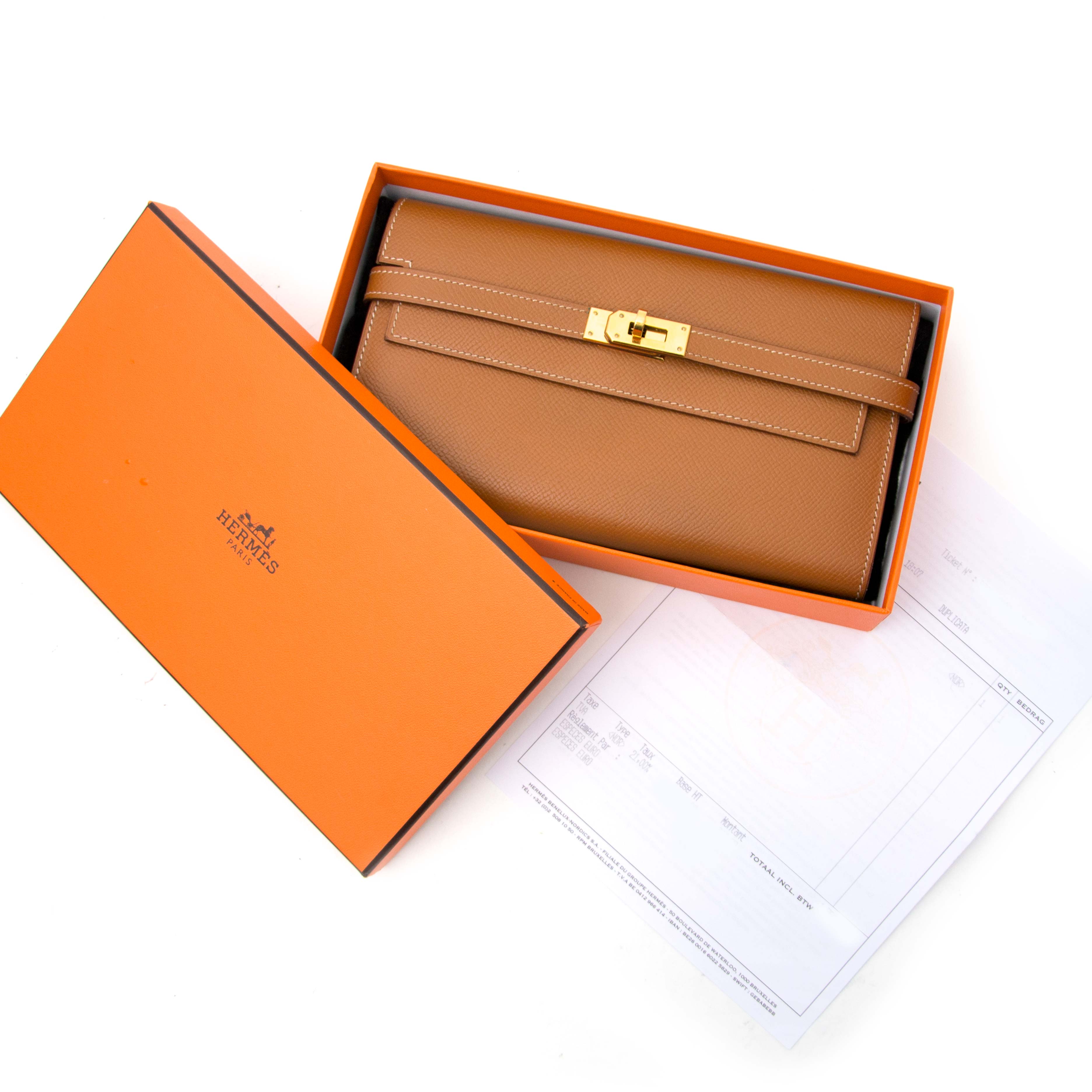 Hermès Kelly Classic Wallet Gold Epsom PHW - Klueles