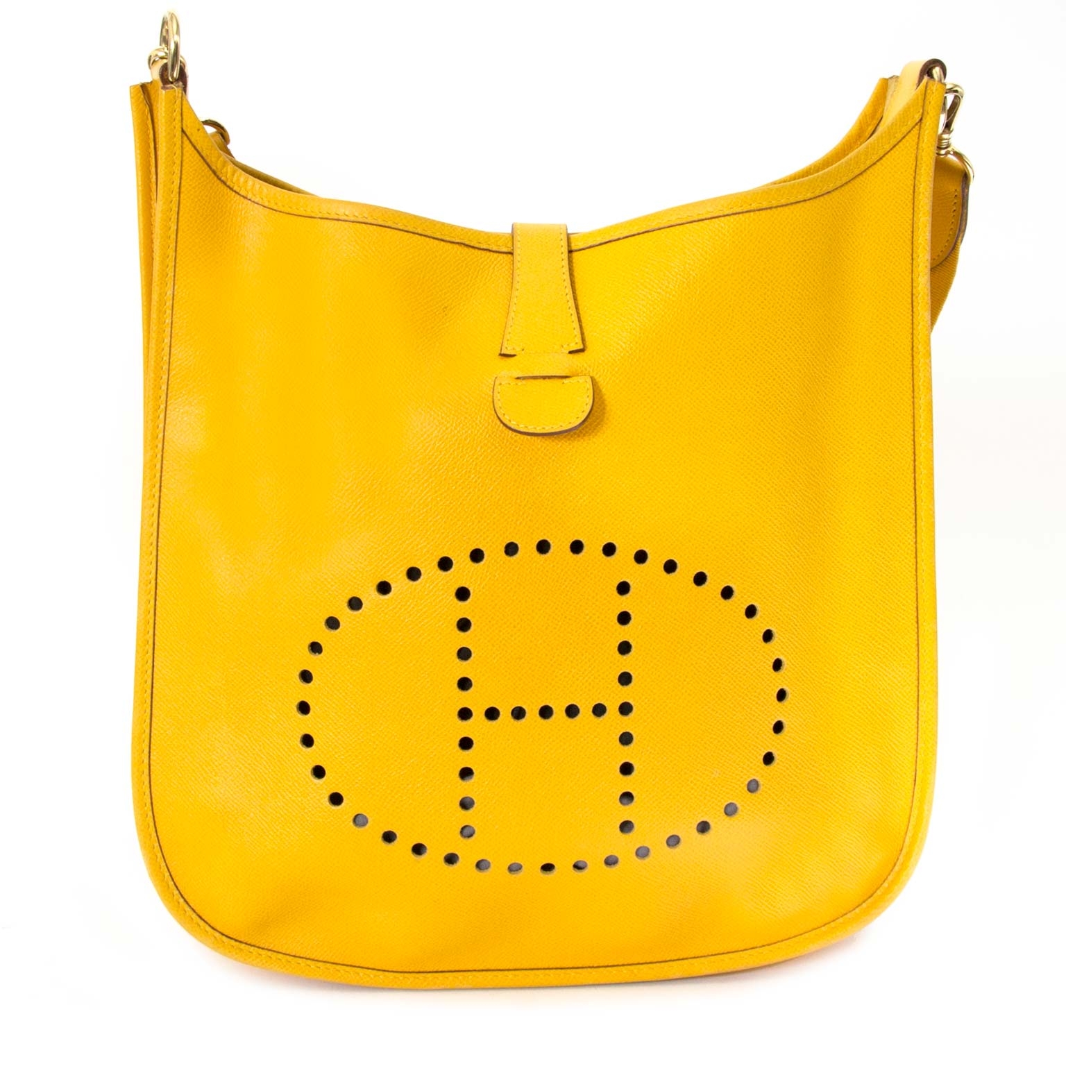 Hermes Evelyne GM sun yellow leather solar shoulder bag 0420 HERMES