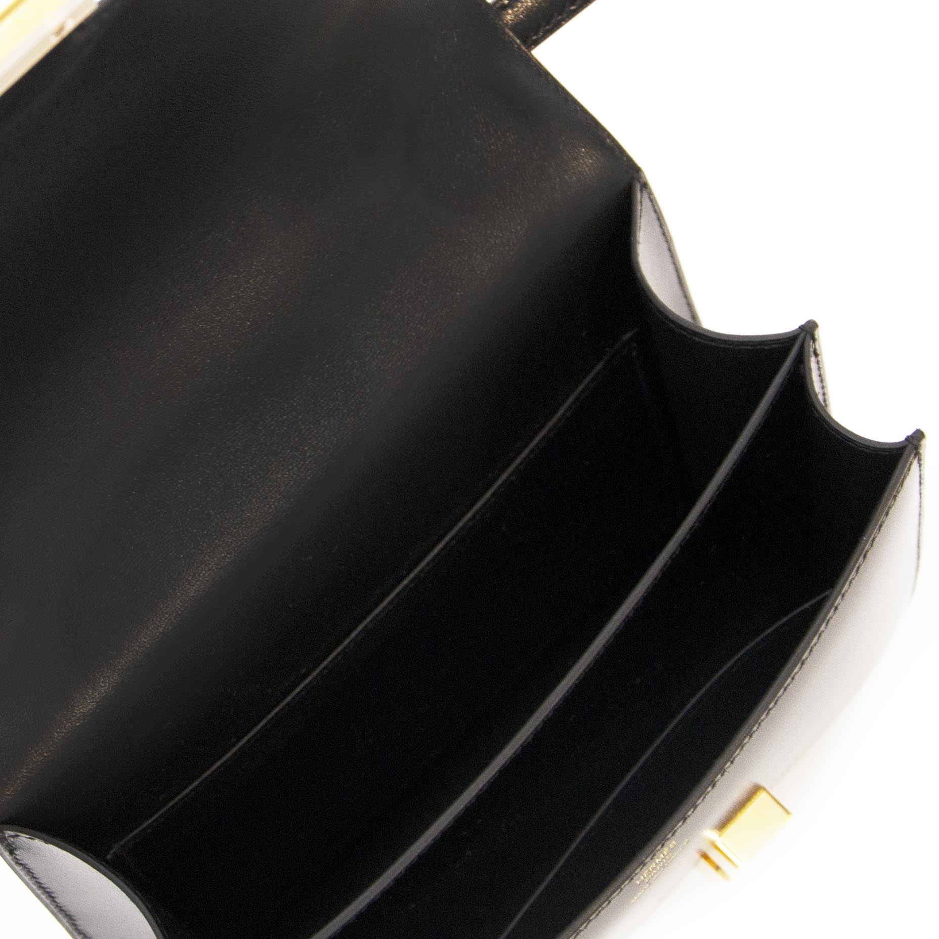 Hermes 29cm Black Calf Box Leather Double Gusset Constance Cartable, Lot  #58081