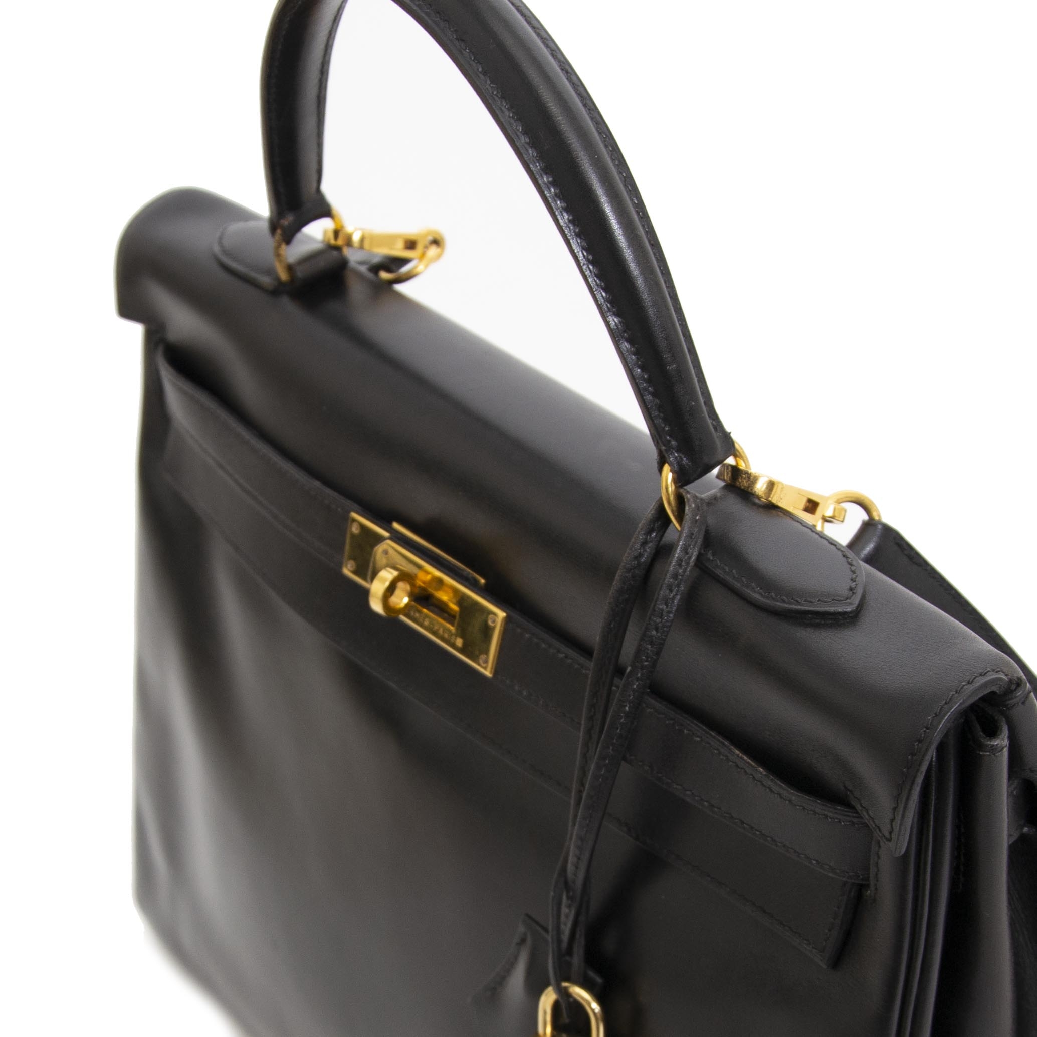 Hermès Kelly 35 Black Boxcalf + strap ○ Labellov ○ Buy and Sell