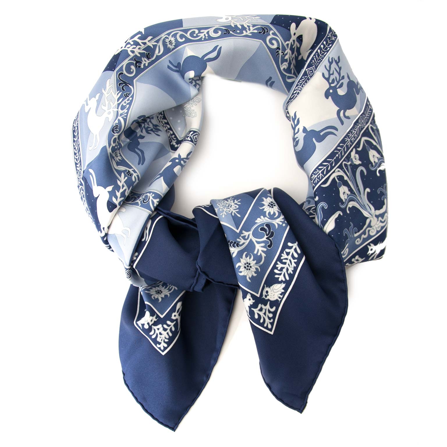 hermes scarf blue and white