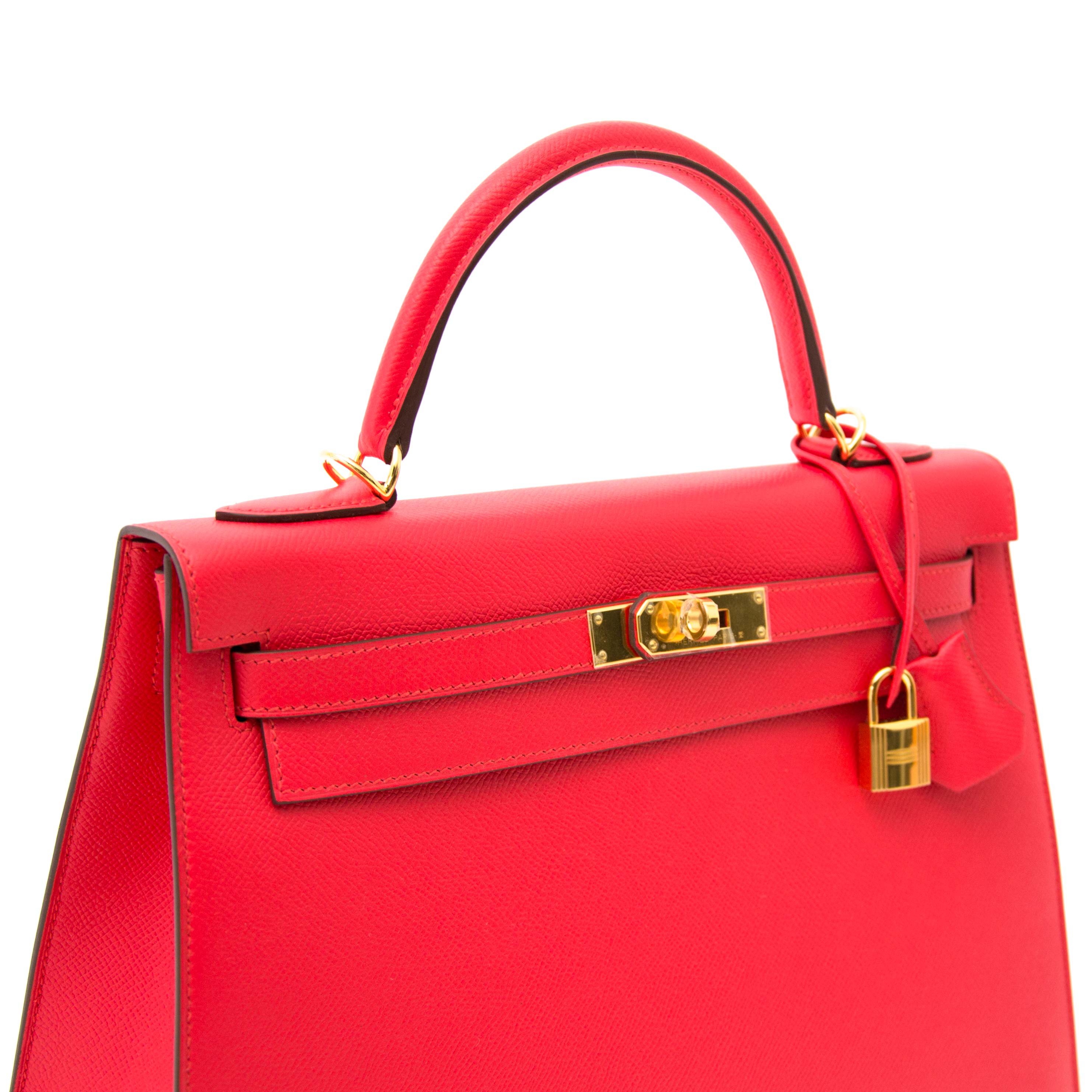 Buy Pre-Owned Hermès Kelly 32 Handbag Red Epsom Leather