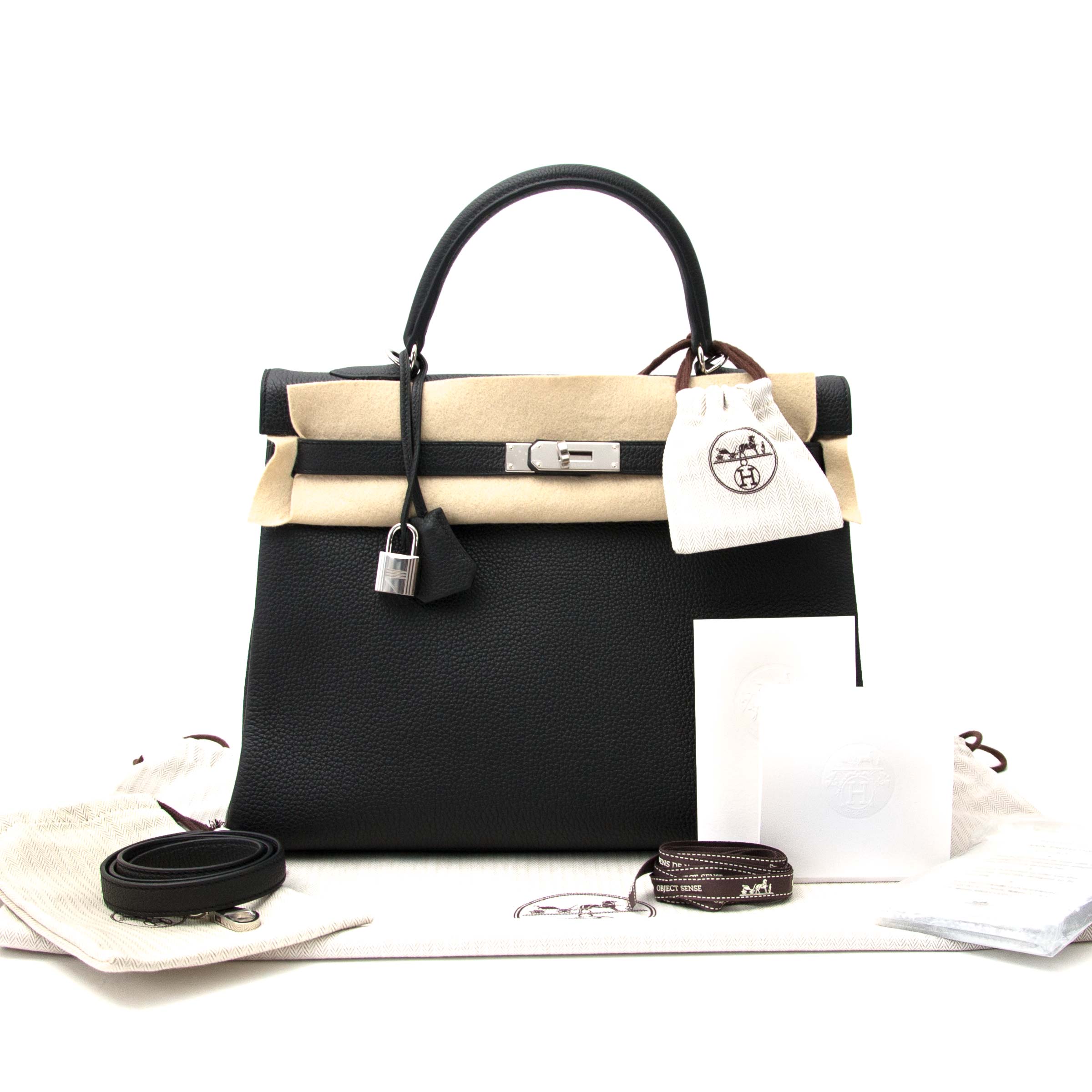 Hermès Kelly 35 Black Togo Palladium Hardware ○ Labellov ○ Buy
