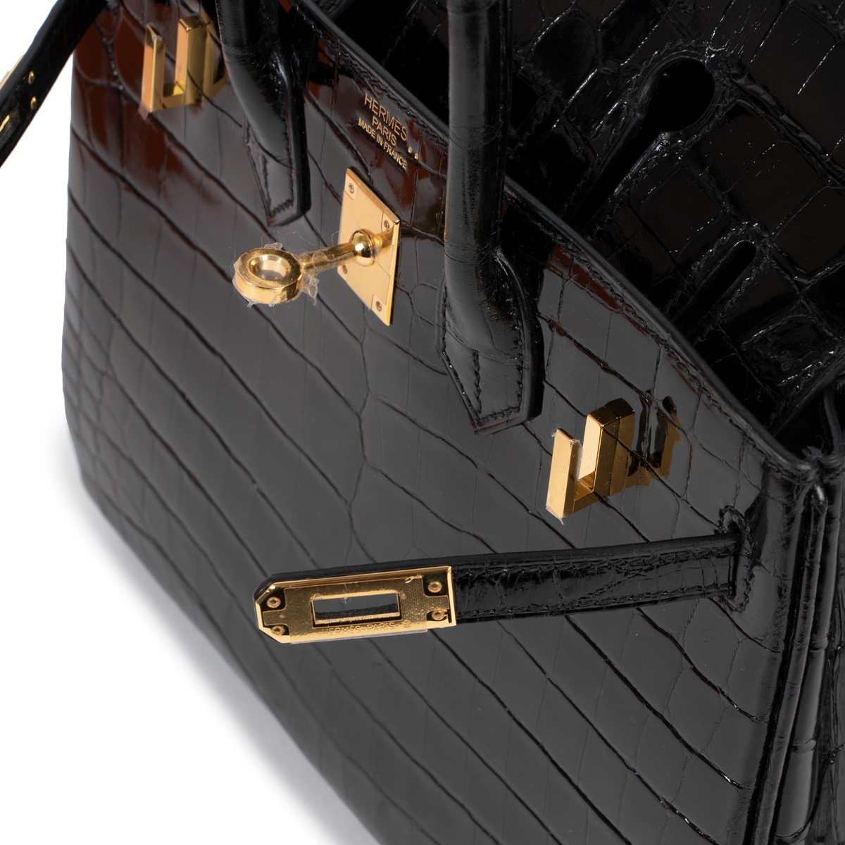Hermès Kelly 25 Noir (Black) Sellier Crocodile Niloticus Lisse