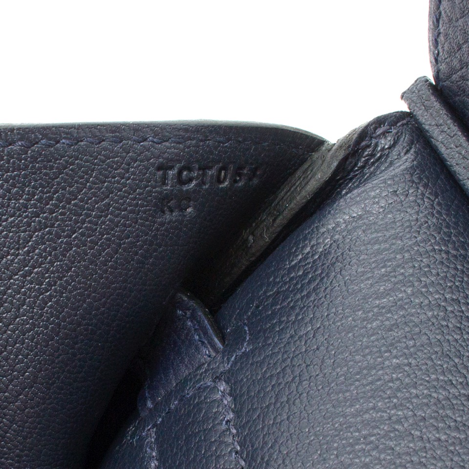 Birkin 35 leather handbag Hermès Blue in Leather - 32073683