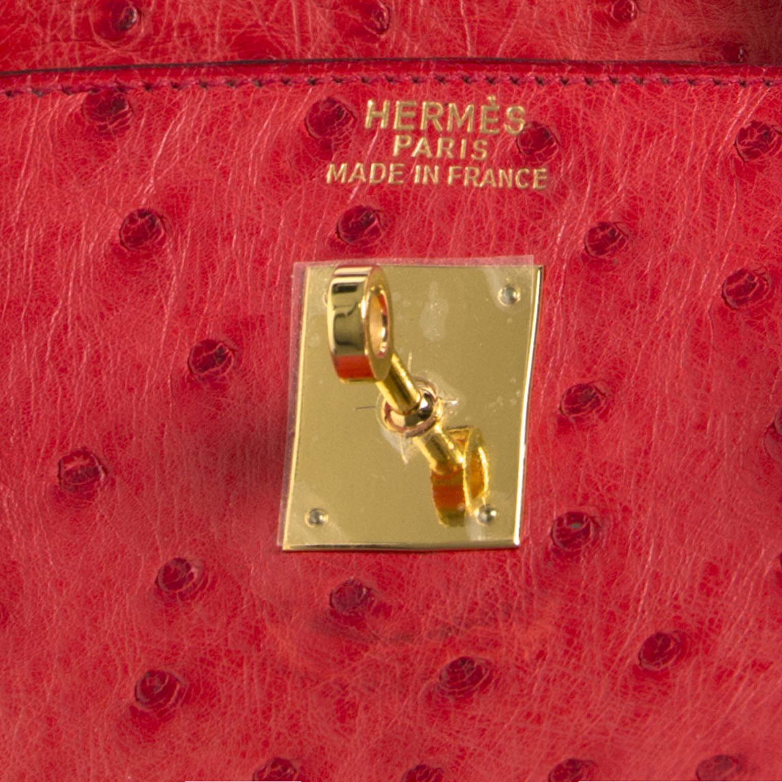 Hermès Birkin 40 Rouge Vif Ostrich with Gold Hardware