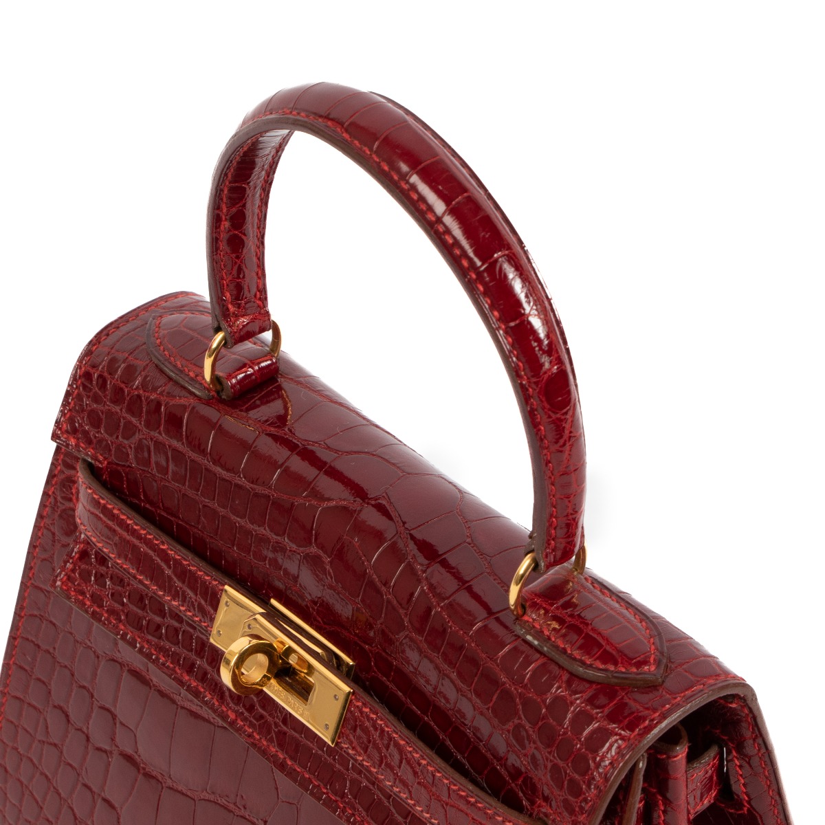 Exceptional Hermès Vintage Mini Kelly Sellier Bag Shiny Red Lizard