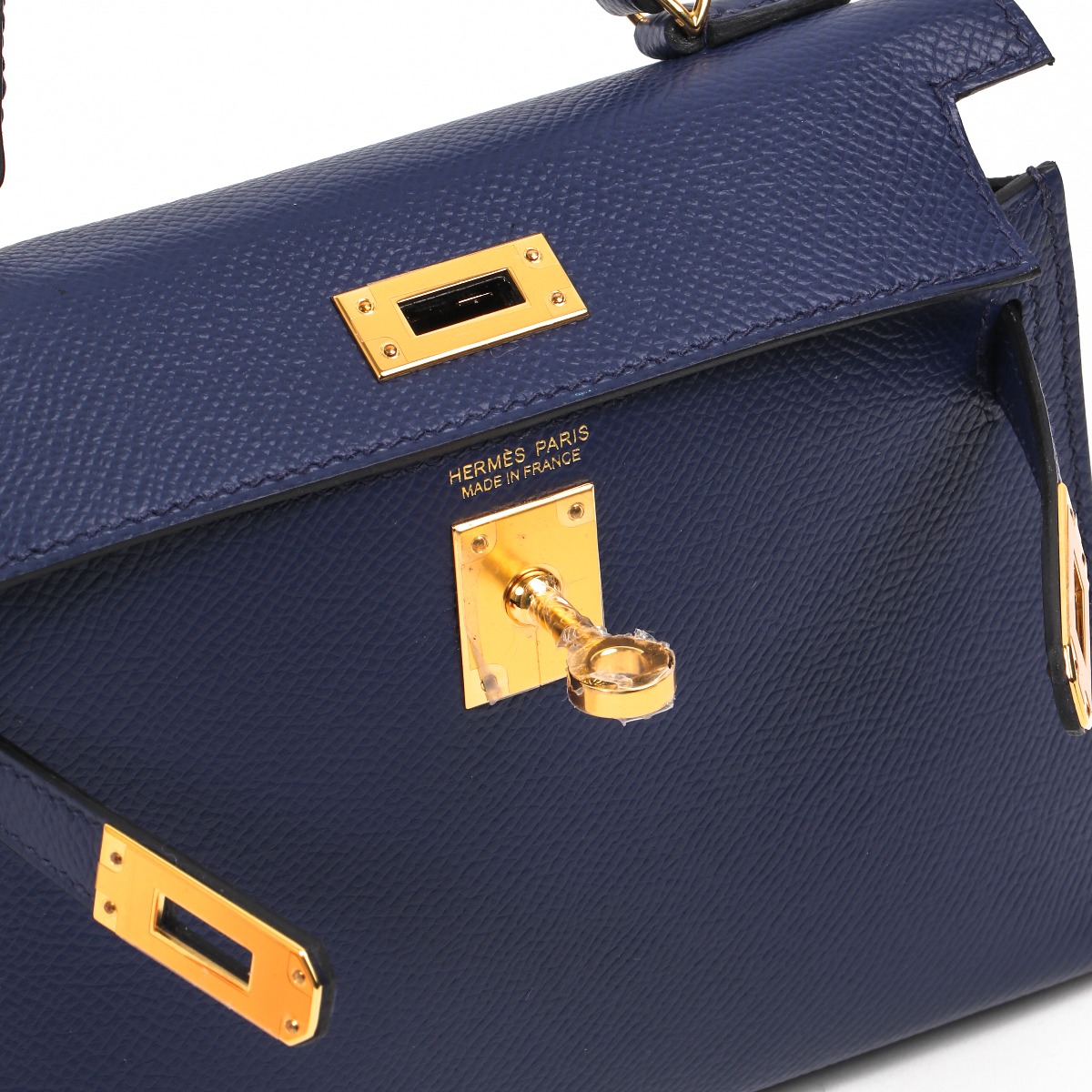 Hermès Mini Kelly II Blue Brume Epsom Leather Gold Hardware at 1stDibs