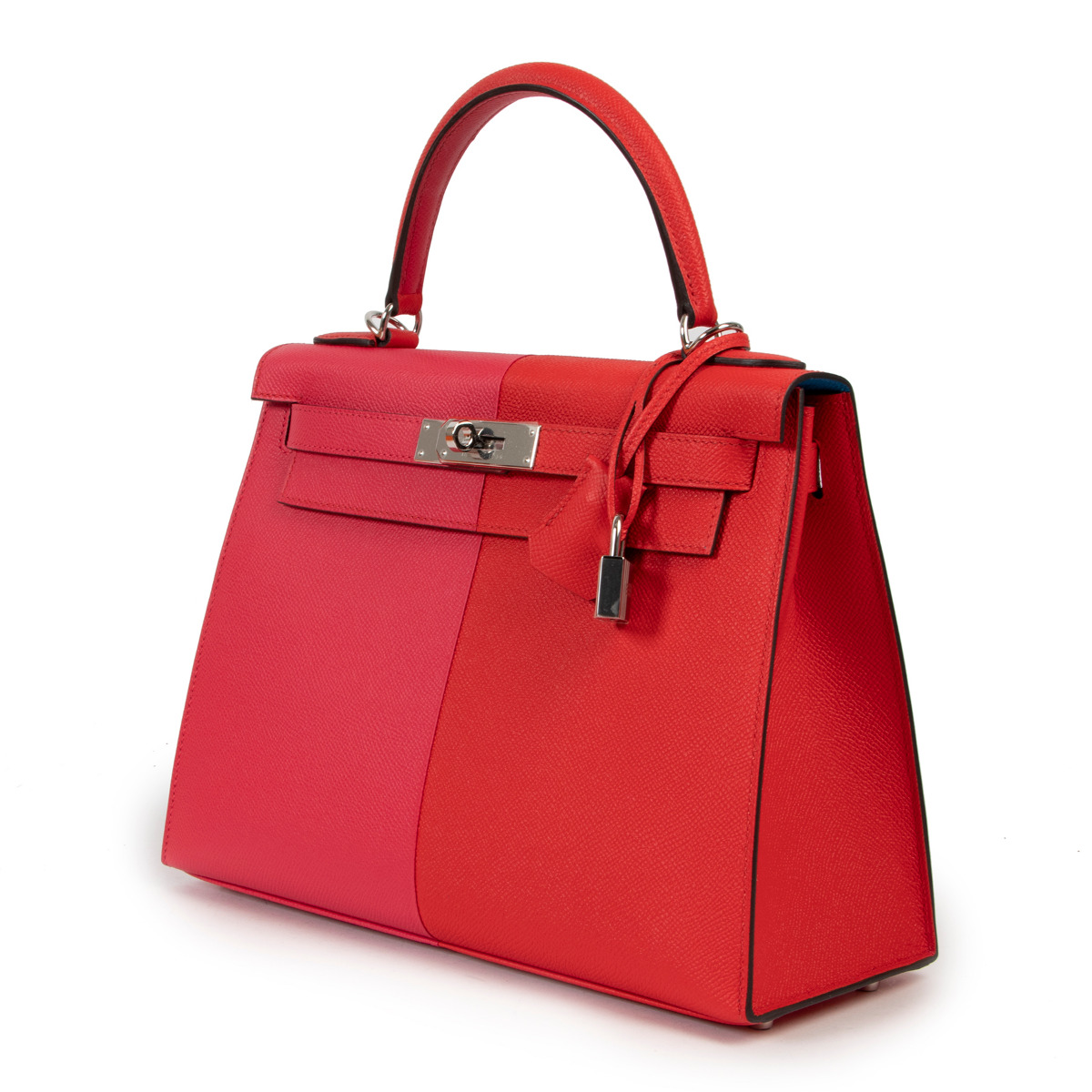 Hermès Kelly Limited Edition 28 Rouge de Coeur/Rose Extreme/Bleu Zanzi —  The French Hunter